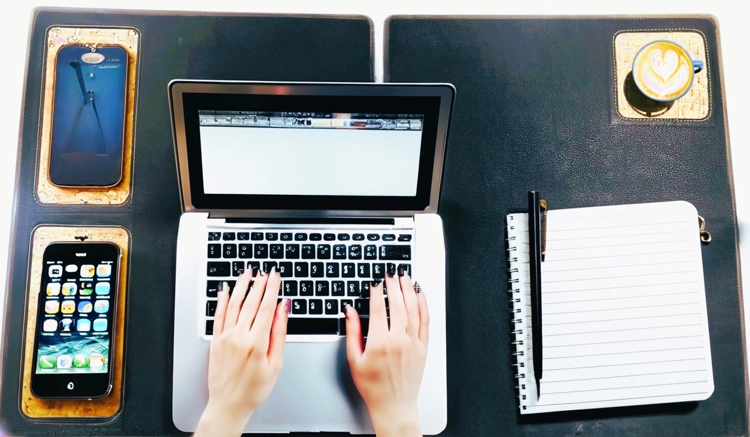 Modacorx Leather and Cork Desk Mat With Built in Phone Charger Etsy