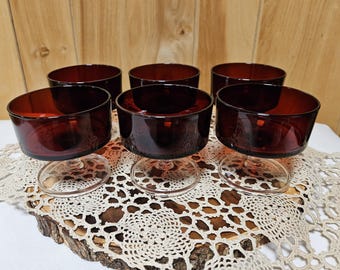 Vintage Luminarc Cavalier Ruby Red Dessert Cups Coupe Glasses Set Of 6