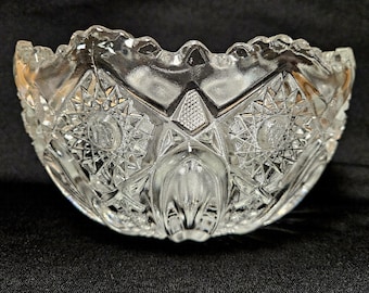 Vintage L.E. Smith Quintec Heritage 8.5" Fruit Bowl Heavy Pressed Glass