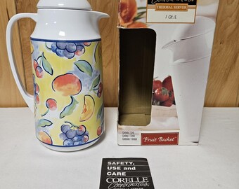 Corelle Corning Fruit Basket Pattern Thermal Coffee Carafe Thermique 1 QT