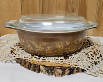 Cacerola ovalada vintage Pyrex de 1,5 cuartos de galón, estilo americano antiguo n.° 043