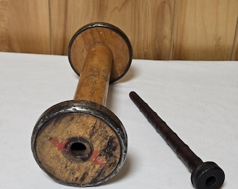 Vintage Industrial Textile Mill Bobbin & Spindle Spool Loom 20th Century Primitive
