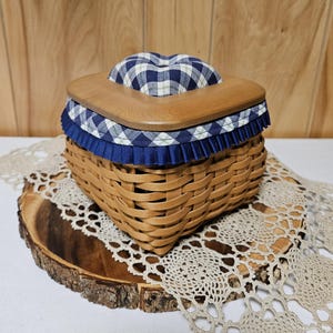 2004 Longaberger Blue Ribbon Mending Basket 2 Stacked Inserts Liner 5 PC SET