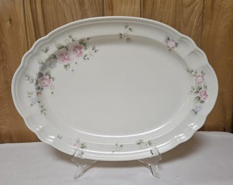 Vintage Pfaltzgraff Tea Rose Pattern Oval Serving Platter Preowned Made USA Kitchen Dining Serving Cottage Core