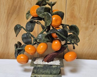 Árbol bonsái decorativo de jade mandarina Feng Shui para buena fortuna y riqueza, figura decorativa asiática de 23 cm (9 pulgadas) para el hogar.
