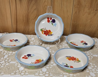 New (5) The Pioneer Woman Charlie Plaid 5” Mini Pie Plate New Floral 5 PC SET