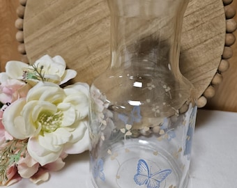 Vintage Libbey Carafe Hearts & Butterflies Cottage Core Lidded Beverage Jug RARE Pitcher