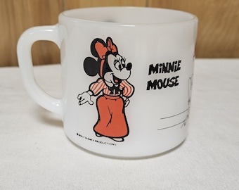 Vintage Milk Glass Mickey Mouse and Minnie Mouse Mug Federal Glass, Retro, Disney, , Kitchenalia, Coffee Culture, Coffee, Tea, Collectible