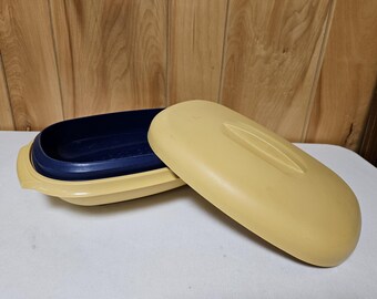 Tupperware  3 Piece Rice Vegetable Steamer in Harvest Gold #1273-5. Vintage