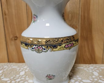 Vintage Impiria Limoges France Porcelaine Decorated Vase 22K - 9 1/2" Large Stunning!