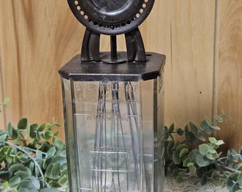 New Keystone Culinary Utilities Co. Hand-Crank Egg Beater & Measuring Glass Jar 1920s USA