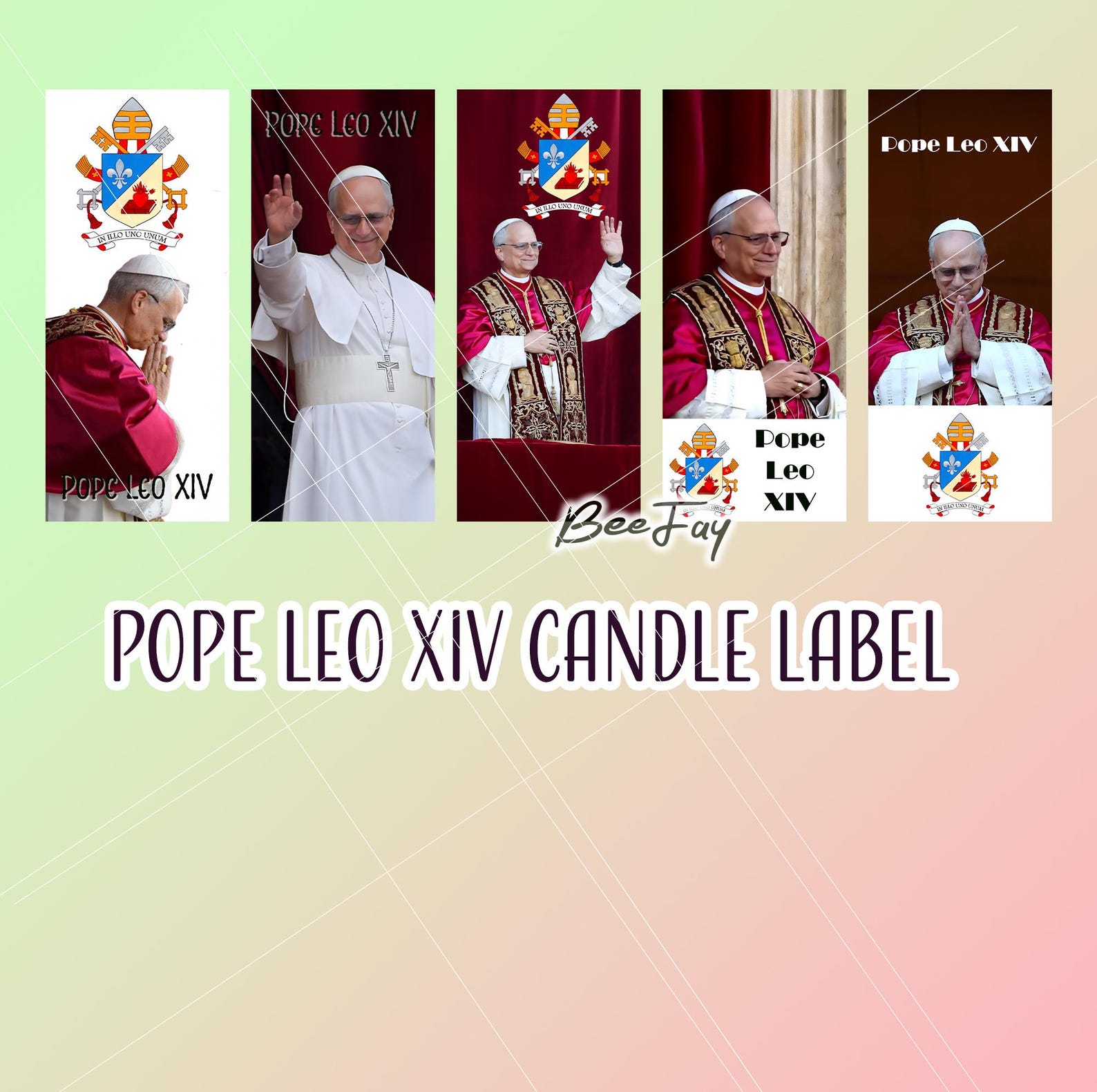 Pope Ld18 Sticker Tall Cylinder Candle Labels Pope Leo XIV, Printable Stickers for Prayer ...