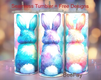 Easter Pastel Bunny Tumbler Wrap, 20oz Skinny Sublimatie Tumbler Design, Pasen Sublimatie Design, Easter Tumbler Sublimatie Download