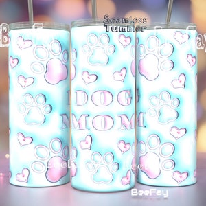 3D パフ ドッグ ママ、パフ 20 オンス タンブラー ラップ/PNG タンブラー昇華デザイン ダウンロード - PNG/シームレス デザイン / 膨らませたタンブラー ラップ
