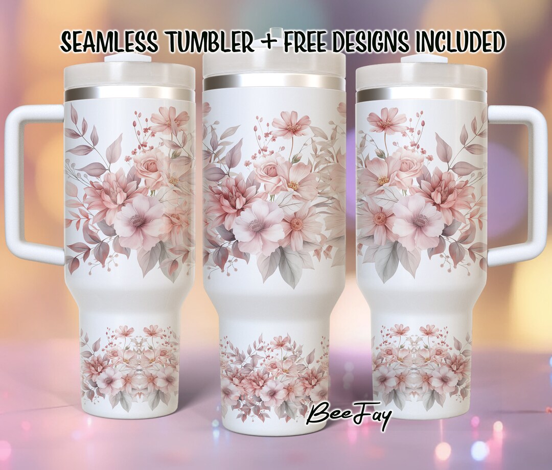 Boho Flower 40oz Quencher Tumbler Floral Wrap Seamless PNG Tumbler ...