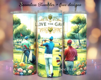 Golfing life 20oz Skinny Tumbler Sublimation Designs, "Love the Game" golf PNG File Digital Download, golf tumbler, golf tumbler wrap