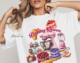 Baking Queen PNG Sublimation Design Kitchen Pillow Case Decor Tote Bag Baker Digital Design Shirt Cute Baker Hoodie PNG Gifts Baking Lover