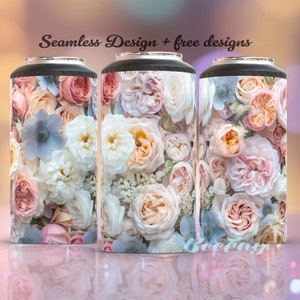Flower 4-in-1 can cooler sublimation tumbler Wrap, PNG Sublimation Designs Downloads