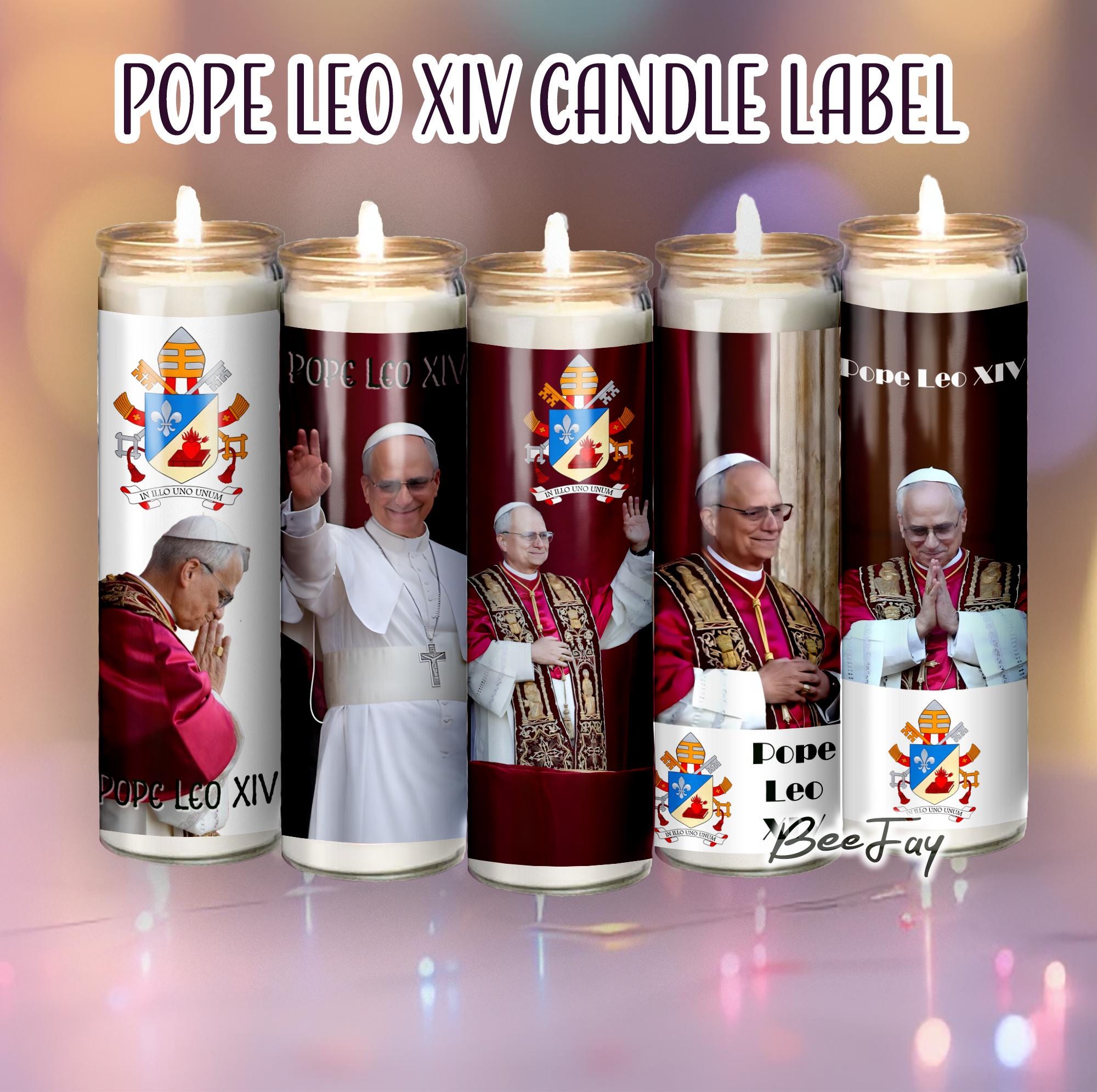 Pope Ld18 Sticker Tall Cylinder Candle Labels Pope Leo XIV, Printable Stickers for Prayer ...