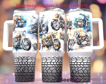 Motorcycles 40oz Quencher Tumbler Wrap  Seamless PNG Tumbler Design Sublimation Designs Downloads