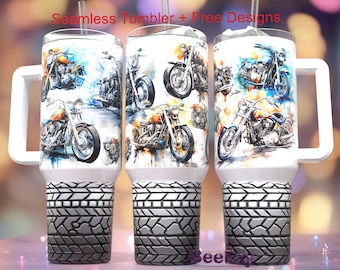 Motorcycles 40oz Quencher Tumbler Wrap  Seamless PNG Tumbler Design Sublimation Designs Downloads