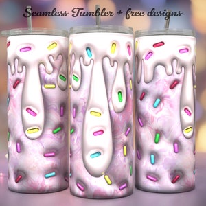 3D Puffy Liquid Candy Yogurt, Puffy 20oz Tumbler Wrap/ PNG Tumbler Sublimation Designs Downloads / Seamless Design/ Puffy Tumbler / Inflated