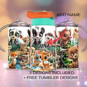 12oz prosty sublimacyjny kubek niekapek, Woodland Animals sublimacyjny kubek niekapek PNG, natychmiastowe pobieranie, Fox Bear Deer Skunk Raccoon Squirrel