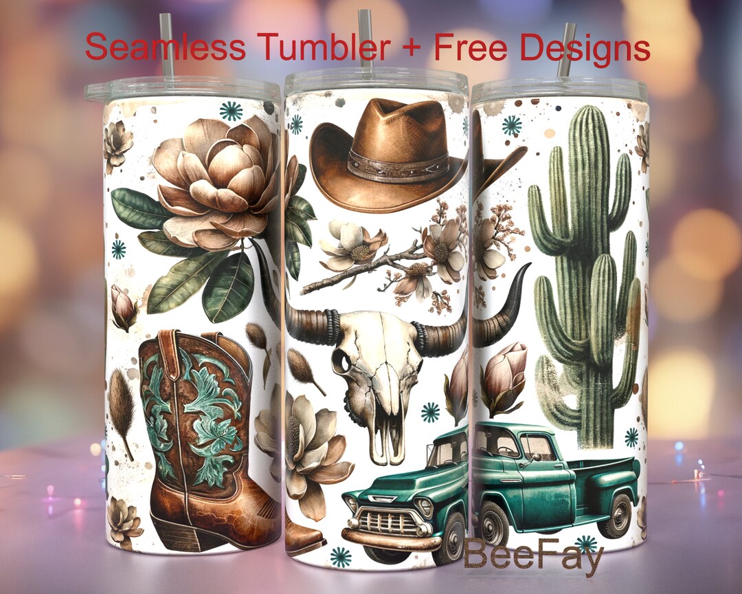 Western Tumbler Wrap Png, 20oz Skinny Sublimation Tumbler Design ...