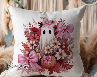 Halloween PNG Spooky Ghost Autumn sublimation design Fall PNG Pumpkins leaves PNG Watercolor Sublimation Instant download Cute ghost