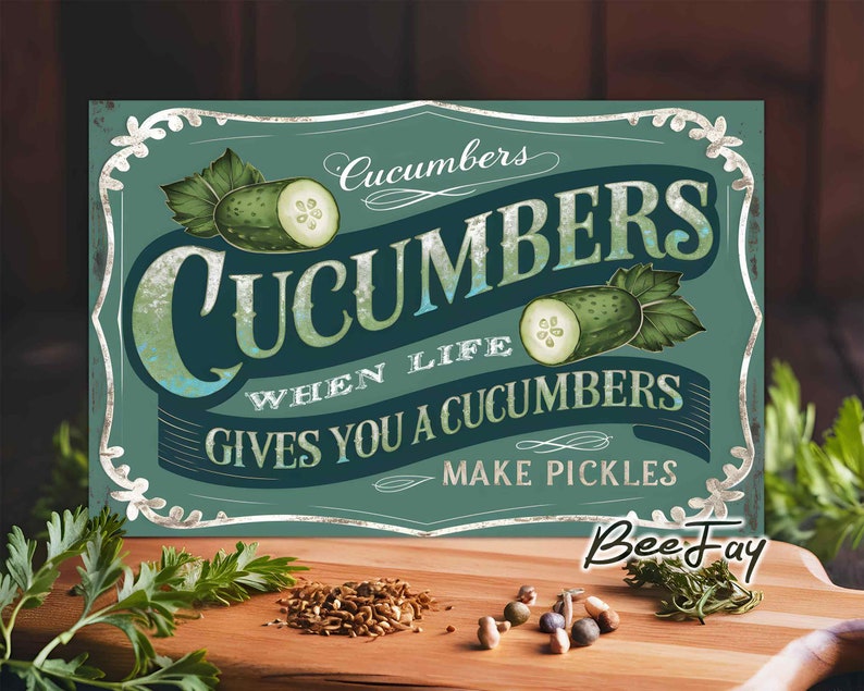 Cucumbers Lettering When Life Gives You a Cucumbers Make Pickles Cutting Boards Sublimation ...