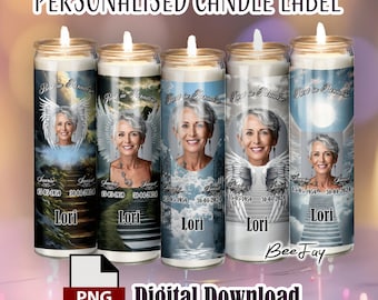 Tall Cylinder Remembrance Candle Labels Rest in Paradise, Printable Stickers for Prayer Candle Digital Download Printable Candle Label