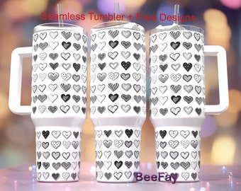 40 oz Valentine Tumbler Quencher Wrap, Tumbler Seamless Sublimation Designs Downloads PNG