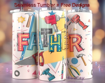 Father Tools 20 oz Tumbler Wrap Seamless PNG Design Sublimation, Designs Downloads