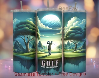 Golf 20oz Skinny Tumbler Sublimation Designs, "Love the Game" golf PNG File Digital Download, golf tumbler, golf tumbler wrap