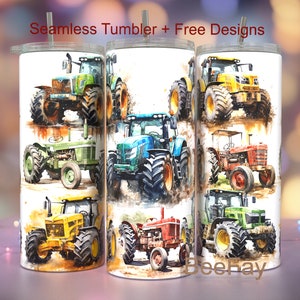 Trator 20 oz Tumbler Wrap - Sublimação de design de copo PNG sem costura, downloads de designs