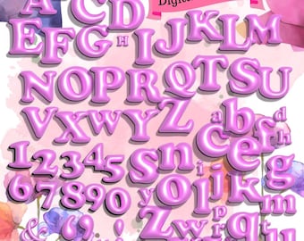3D Bubble Alphabet PNG Digital Download, 3D Bubble Letter, Pink Bubble Alphabet, Bubble Puff, Puffy Separate Letters