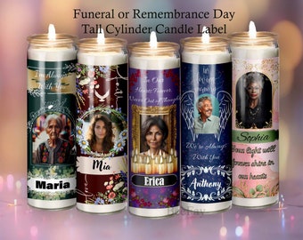 Tall Cylinder Remembrance Candle Labels, Printable Stickers for Prayer Candle