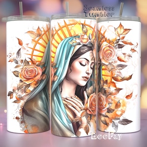 Virgin de Guadalupe for 20oz Tumbler Wrap / PNG Tumbler Sublimation Designs Downloads - PNG / Seamless Design / Skinny Tumbler Wrap