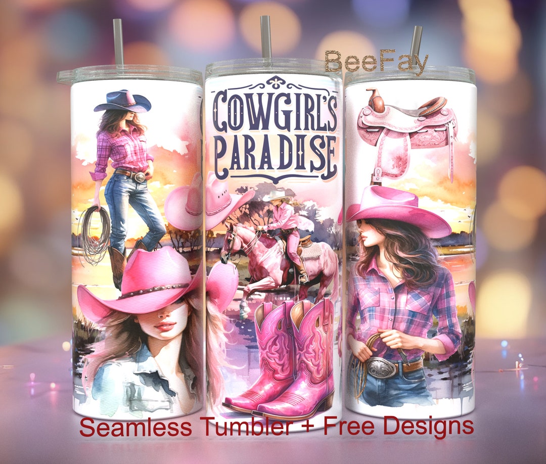Cowgirl Tumbler Wrap PNG, Sublimation 20oz Skinny Tumbler Design ...