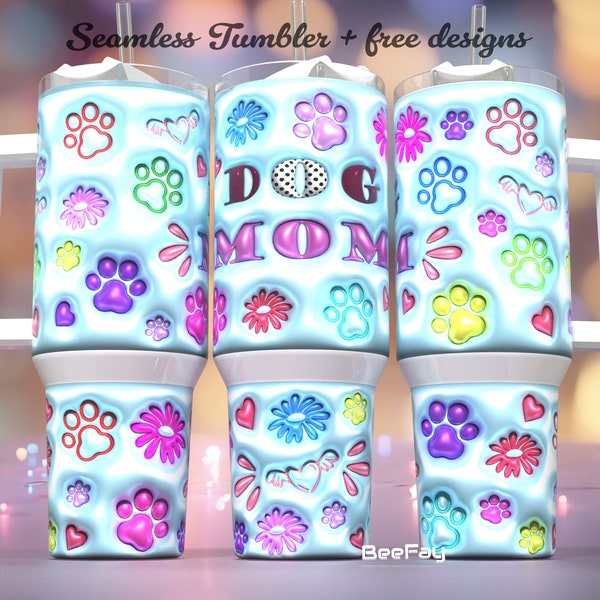 3D Puff Dog Mom Tumbler, Puffy 40 oz Quencher Tumbler Wrap/PNG Tumbler Sublimation Designs Downloads - PNG/Seamless Design/Trending Tumbler
