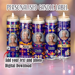 Etiquetas de velas de cilindro alto, adesivos para impressão, Dias de los muertos