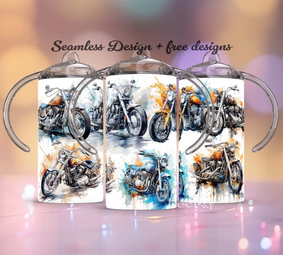 Motorcycle 12 oz Sippy cup tumbler Wrap/ PNG Sublimation Designs Downloads/ Sippy cup Wrap/ Sippy cup Design