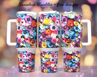 40oz Quencher Tumbler Wrap - Boho Floral Add a Name Seamless PNG ...
