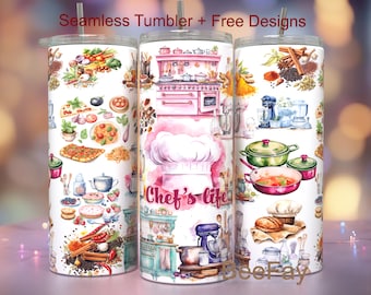 Chef's Life 20 oz Tumbler Wrap Seamless PNG Design Sublimation, Designs Downloads