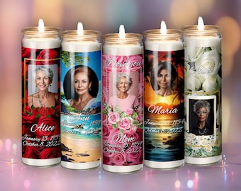 Tall Cylinder Remembrance Candle Labels Roses, Flower Printable Stickers for Prayer Candle