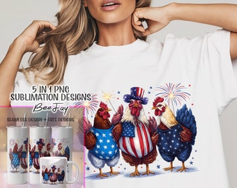 Patriotic USA Chicken PNG Retro American Flag Png Patriotic Chicken Retro American 4th Of July Png Independence Day Design Funny Design PNG