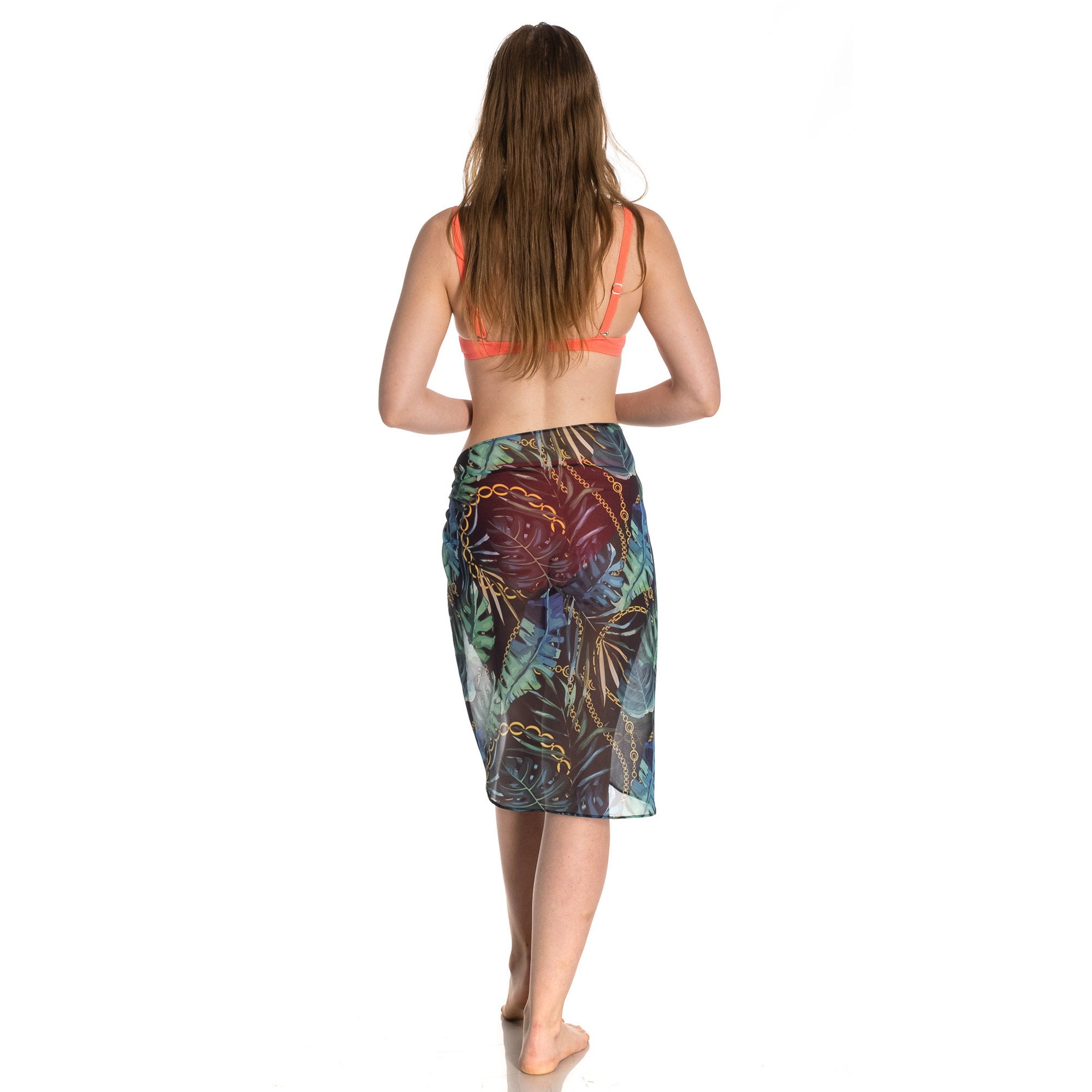 Monstera Twist Front Skater Skirt Swimsuit