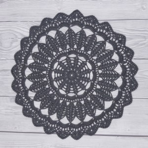 Crochet doily around 30 cm, decorative doily, colored, artificial crochet, beautiful Antrazit