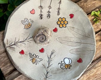 Insektentränke, Vogeltränke, Vogelbad, Keramik getöpfert, Bienenfreundlich