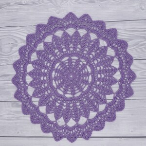 Crochet doily around 30 cm, decorative doily, colored, artificial crochet, beautiful Purple